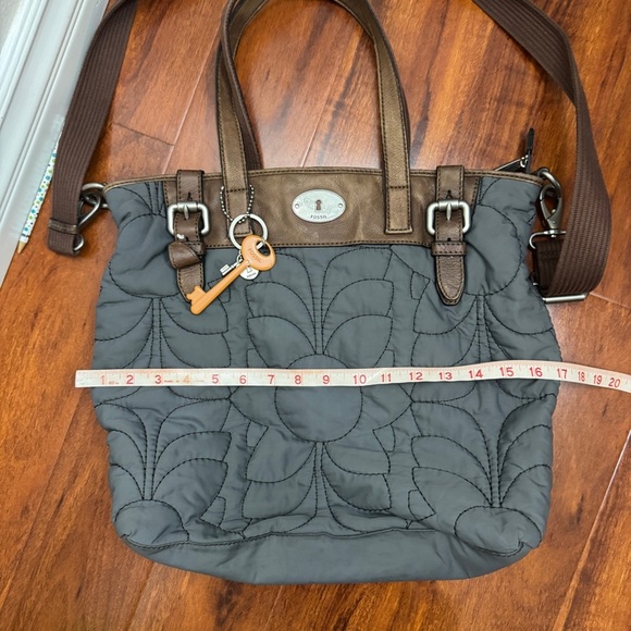 Fossil Key-Per Shoulder Bag Purse Quilted Flower Floral Leather Vintage - Picture 8 of 9